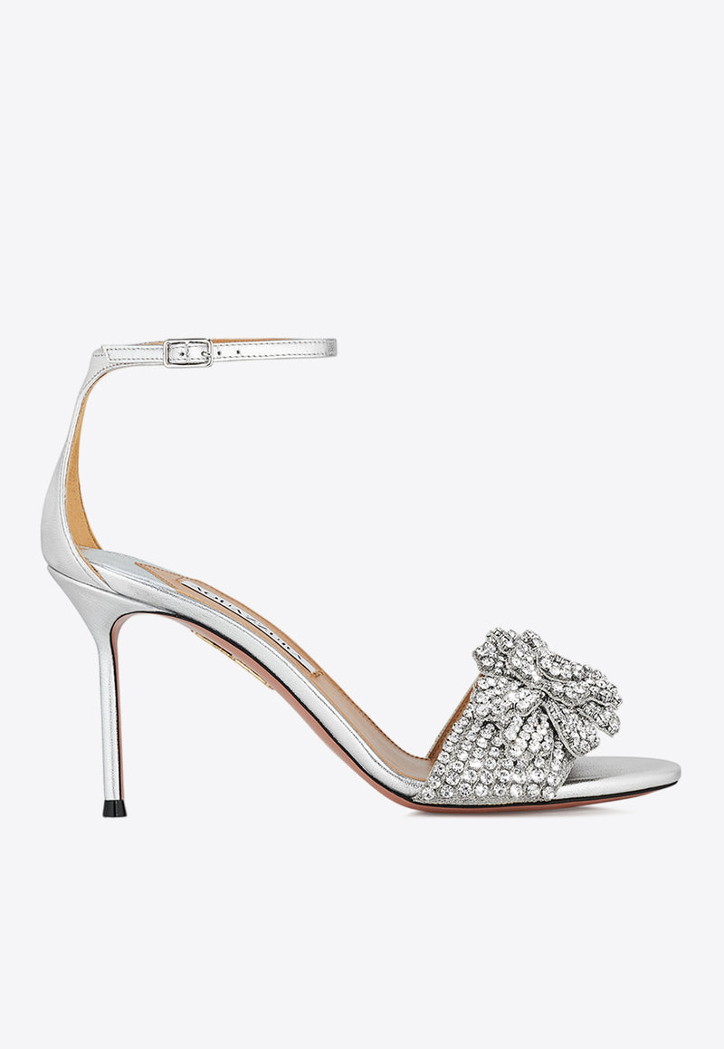 Aquazzura Peony Crystal 85 Crystal-Embellished Sandals PNYMIDS0-WNA-CCC Silver