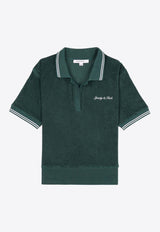 Sporty & Rich Syracuse Logo-Embroidered Terry Polo T-shirt POAW234FOGREEN