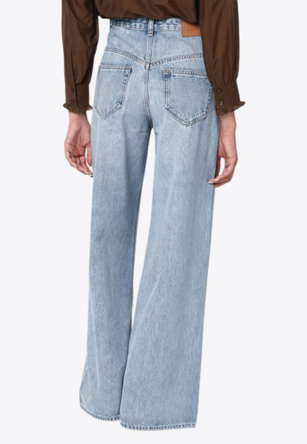 Isabel Marant Lemony Wide-Leg Faded Jeans Light Blue PPA0052FAB1H06I/R_ISAMA-30IB