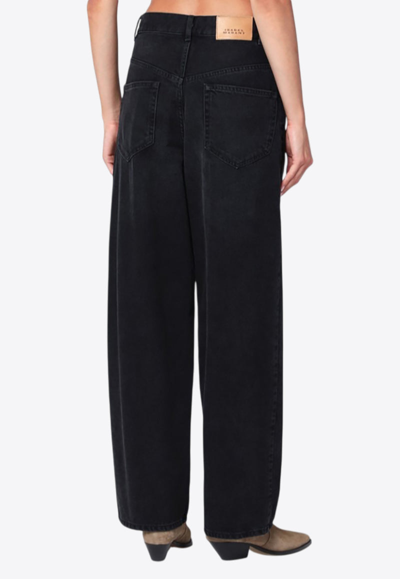 Isabel Marant Faded-Effect Straight Jeans Black PPA0273FAB1H04I/R_ISAMA-02FK
