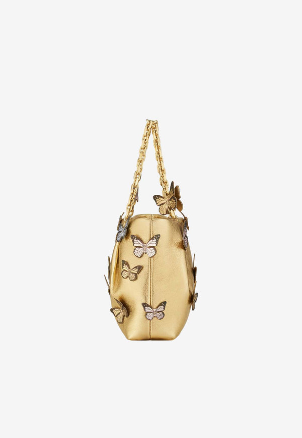 Aquazzura Mini Papillon Tote Bag PPLMTOT0-NPLSOL SOFT GOLD/LIGHT