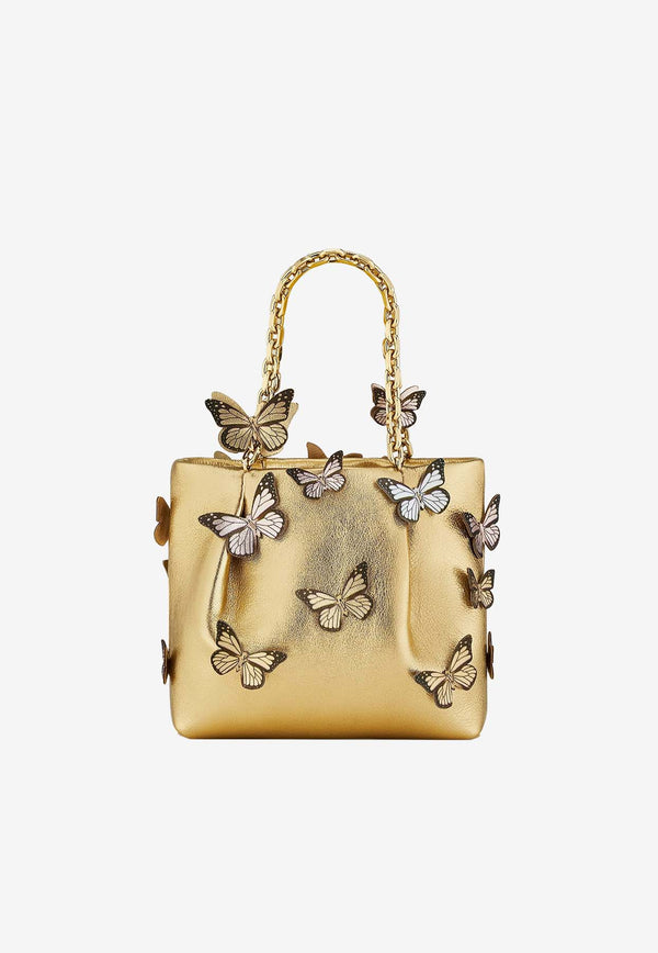 Aquazzura Mini Papillon Tote Bag PPLMTOT0-NPLSOL SOFT GOLD/LIGHT