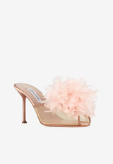 Aquazzura Poème 85 Mesh Mules with Upper-Blooms Powder PPMMIDM0-SFODPD DARK POUDRE