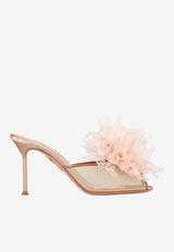 Aquazzura Poème 85 Mesh Mules with Upper-Blooms Powder PPMMIDM0-SFODPD DARK POUDRE