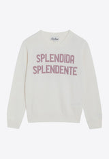 MC2 Saint Barth Kids Girls Glittered Splendida Splendente Sweater White PRC000101903I/R_MC2-1021L