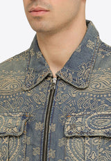 Amiri Bandana-Embroidered Zip-Up Denim Jacket PS24MDT003CO/O_AMIRI-412
