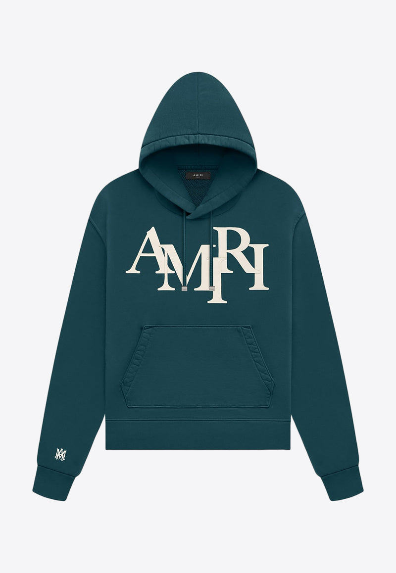 Amiri Staggered Logo Print Hooded Sweatshirt PS24MJL016GREEN