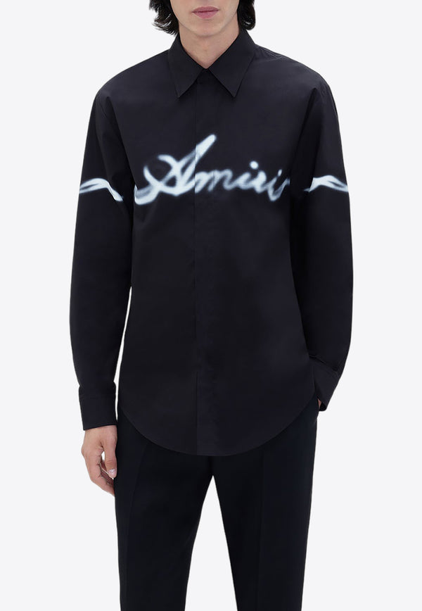Amiri Smoke Print Long-Sleeved Shirt PS24MSL008BLACK