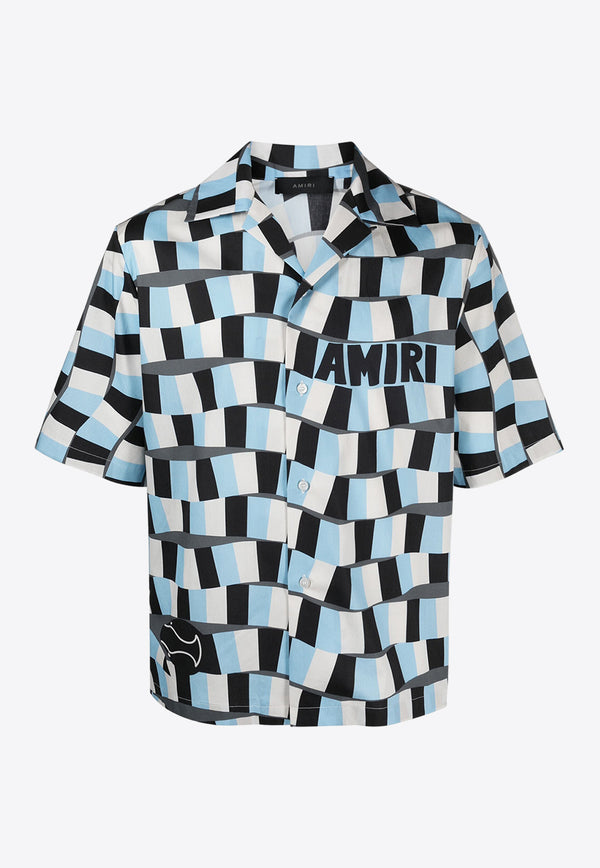 Amiri Snake Checker Shirt PS24MSS019BLUE MULTI