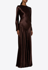 Abadia Yara Scarf Maxi Dress PSS24023BRBROWN