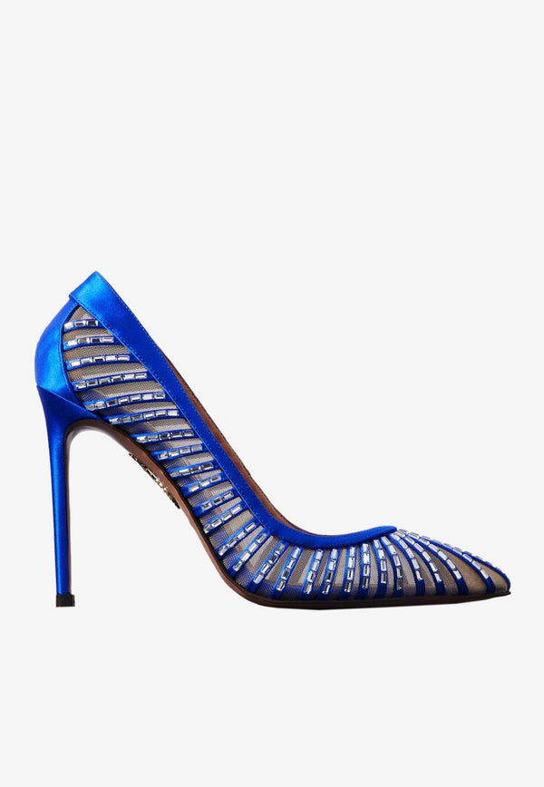 Aquazzura Passions 105 Crystal-Embellished Pumps PSYHIGP0-SFH84D ROYAL BLUE