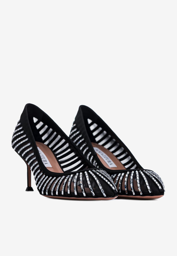 Aquazzura Passions 65 Crystal-Embellished Pumps PSYMIDP0-SFH000 BLACK