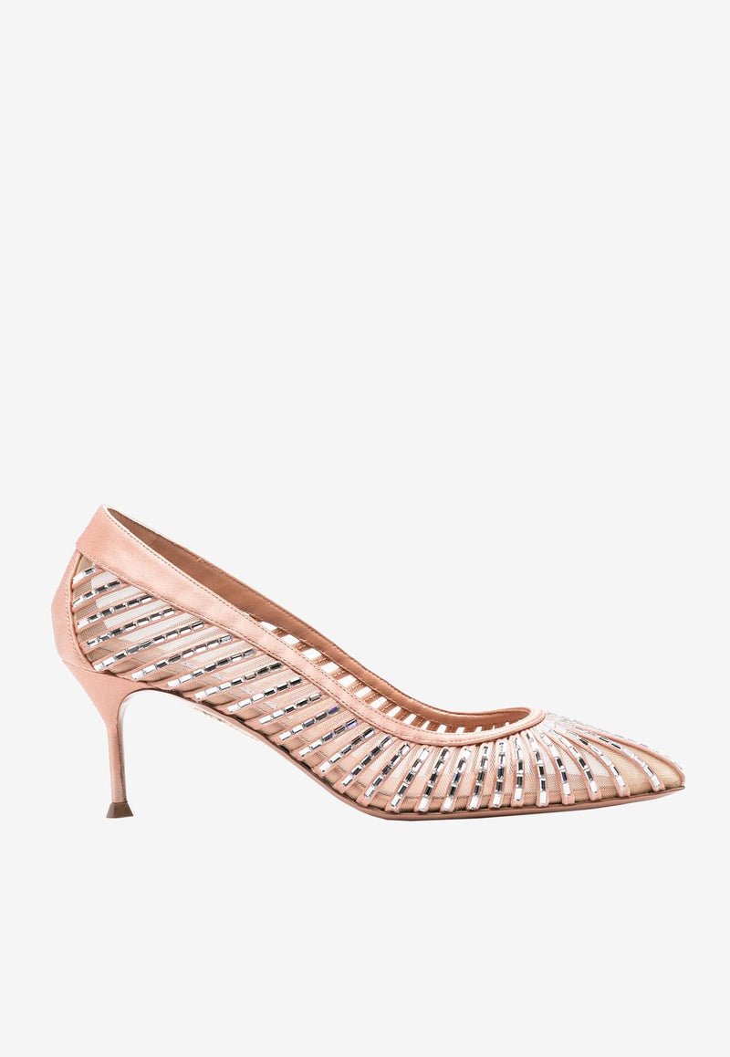 Aquazzura Passions 65 Crystal-Embellished Pumps PSYMIDP0-SFHPOU POUDRE