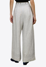 LOVE Binetti Noto Striped Linen Pants Gray PT876 Noto_STRIPES