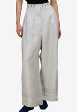 LOVE Binetti Noto Striped Linen Pants Gray PT876 Noto_STRIPES