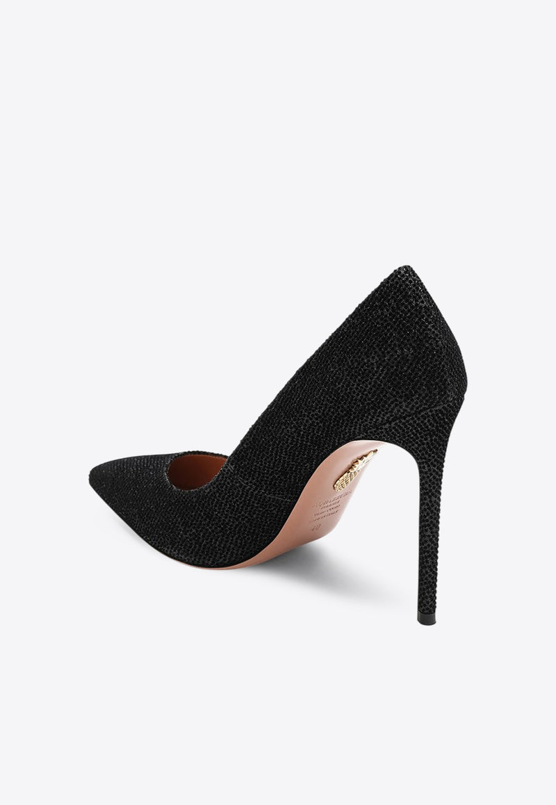 Aquazzura Purist 105 Rhinestone Embellished Pumps Black PURHIGP1SHV/R_AQUA-000