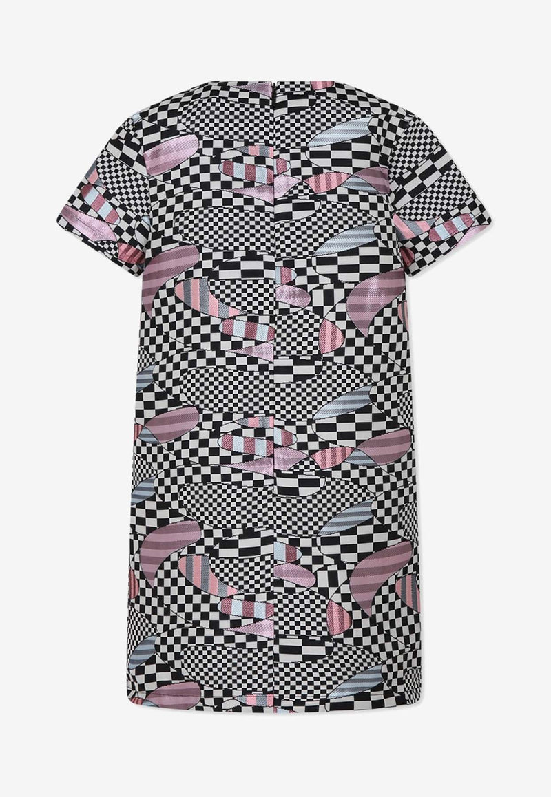 Emilio Pucci Junior Girls Abstract Print Crewneck Dress Multicolor PV1C21-B0081BLACK