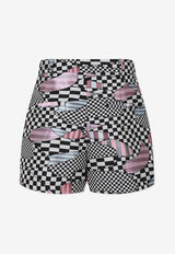 Emilio Pucci Junior Girls Abstract Print Mini Shorts Multicolor PV6B69-B0081BLACK