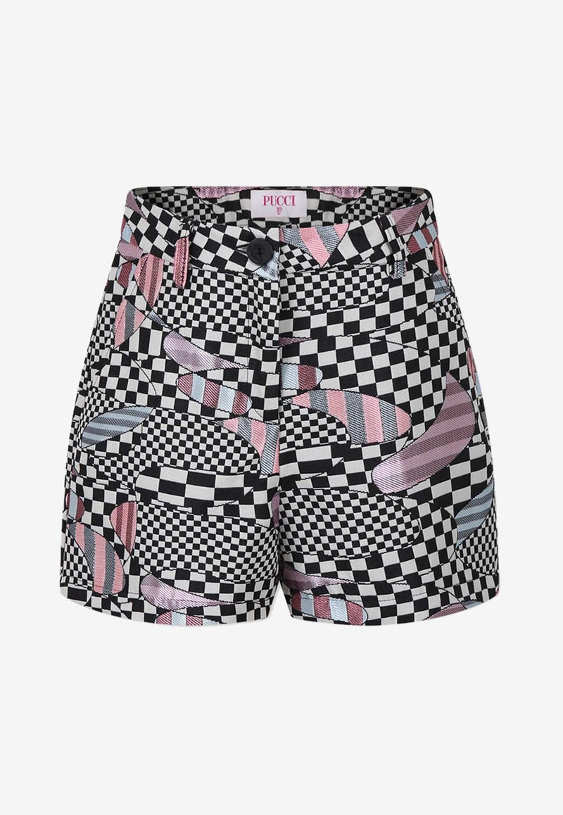 Emilio Pucci Junior Girls Abstract Print Mini Shorts Multicolor PV6B69-B0081BLACK