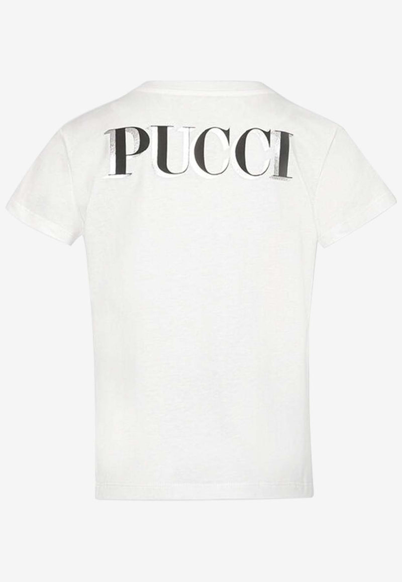 Emilio Pucci Junior Girls Printed Crewneck T-shirt White PV8A31-J0177IVORY