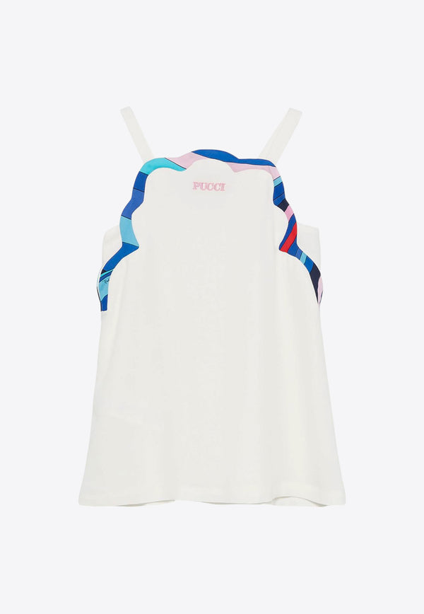 Emilio Pucci Junior Girls Logo Embroidered Sleeveless Dress Ivory PW1A62-K0222_IVORY