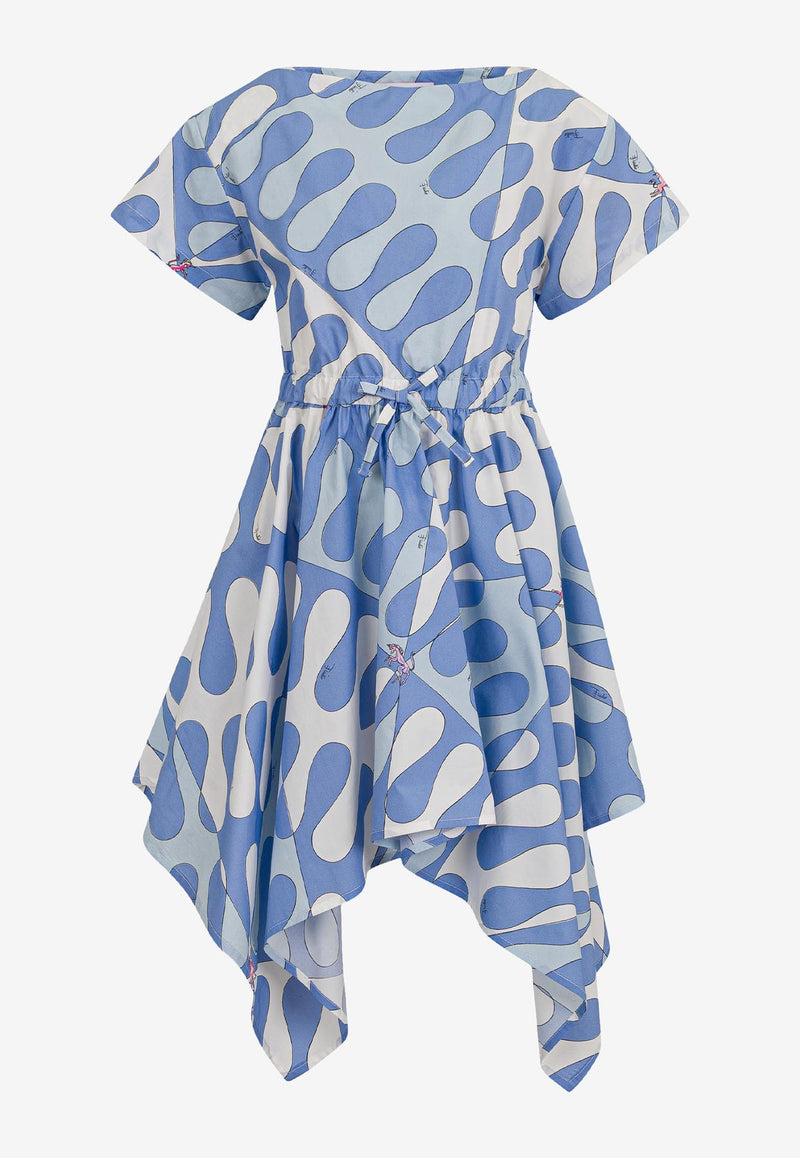Emilio Pucci Junior Girls Leocorno Print Handkerchief Dress Blue PW1B51-P0493_BLUE MULTI