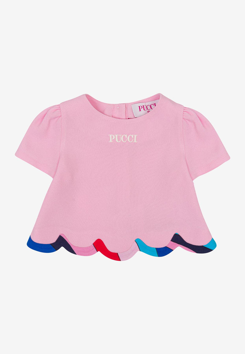 Emilio Pucci Junior Baby Girls Logo Embroidered Top Pink PW5001-K0222_ROSE