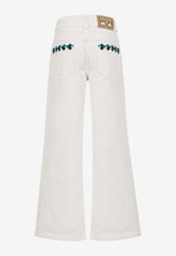 Emilio Pucci Junior Girls Embroidered Flared Pants  White PW6B00-D0008_IVORY