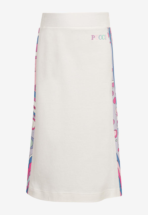 Emilio Pucci Junior Girls Fontane Print Trimmed Skirt White PW7A00-Z2804_IVORY