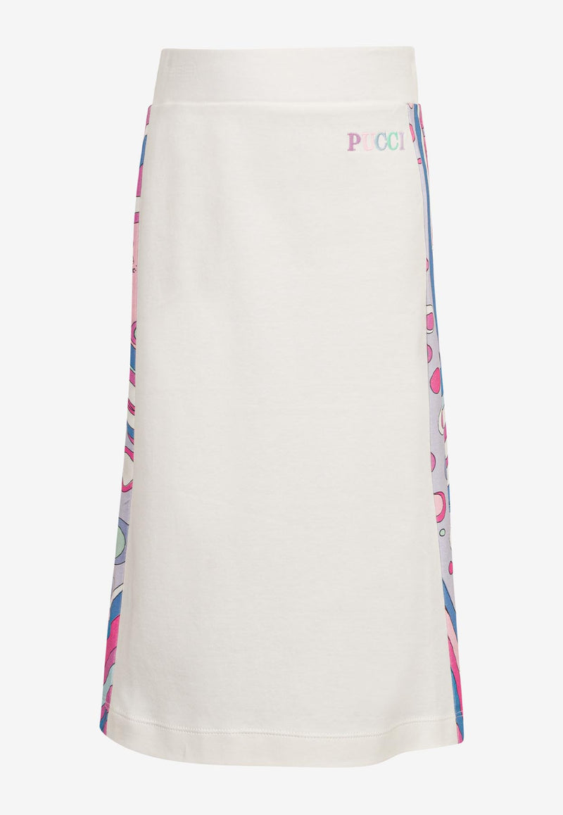 Emilio Pucci Junior Girls Fontane Print Trimmed Skirt White PW7A00-Z2804_IVORY