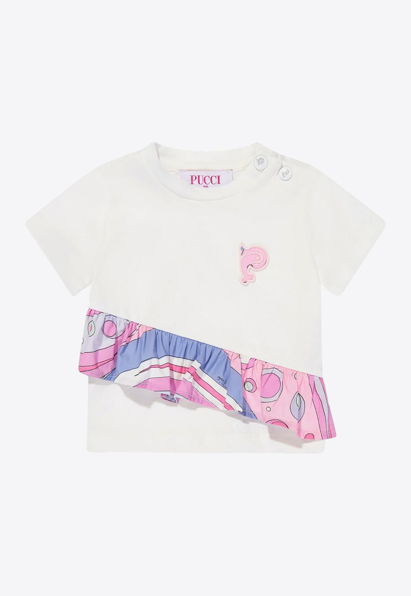 Emilio Pucci Junior Baby Girls Printed Ruffles T-shirt Ivory PW8031-Z2354_IVORY