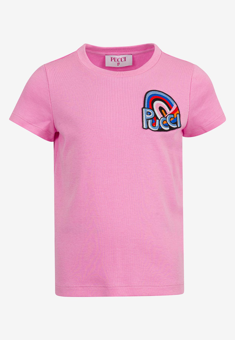 Emilio Pucci Junior Girls Logo Patch T-shirt Pink PW8A01-Z2804_PINK