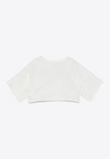 Emilio Pucci Junior Girls Logo Print Cropped T-shirt Ivory PW8A21-Z2357_IVORY