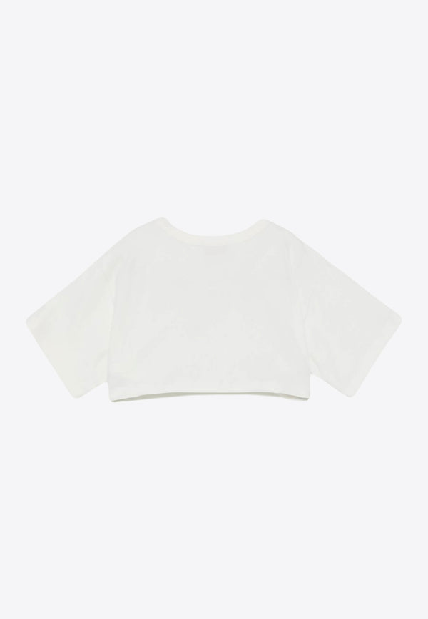 Emilio Pucci Junior Girls Logo Print Cropped T-shirt Ivory PW8A21-Z2357_IVORY