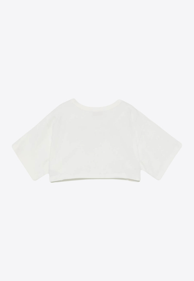 Emilio Pucci Junior Girls Logo Print Cropped T-shirt Ivory PW8A21-Z2357_IVORY