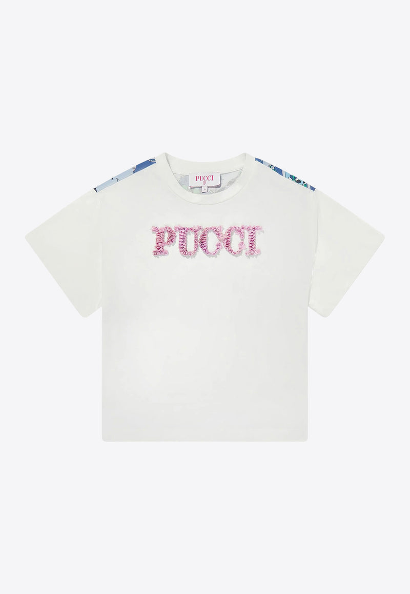 Emilio Pucci Junior Girls Textured Logo T-shirt Ivory PW8A31-Z2357_IVORY