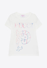 Emilio Pucci Junior Girls Fish Logo Print T-shirt Ivory PW8A61-Z2354_IVORY
