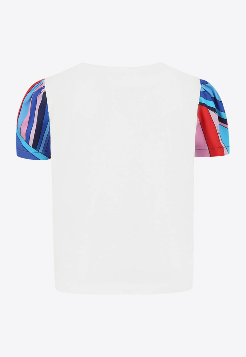 Emilio Pucci Junior Girls Iride Print Sleeves T-shirt Ivory PW8A81-J0177_IVORY