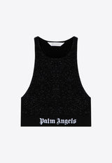 Palm Angels Classic Logo Cropped Lurex Top Black PWHT001F24KNI001/P_PALMA-1010