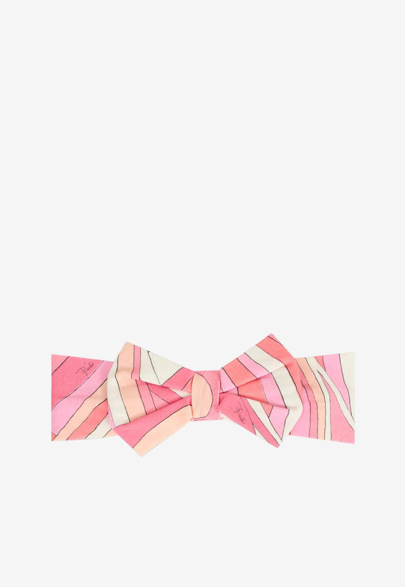 Emilio Pucci Junior Baby Girls Iride Print Bow Headband Pink PX0043-Z3346_BABY PINK