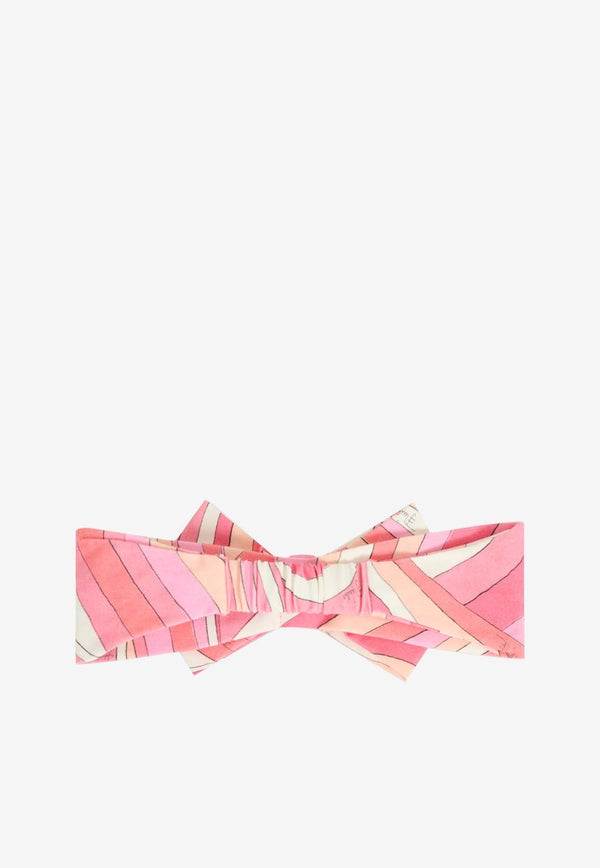 Emilio Pucci Junior Baby Girls Iride Print Bow Headband Pink PX0043-Z3346_BABY PINK