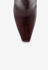 Paris Texas Bettina 80 Knee-High Boots in Croc-Embossed Leather Bordeaux PX1293XCOSM/P_PATEX-RN