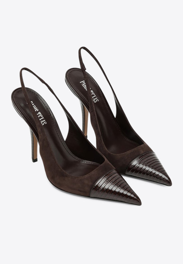 Paris Texas Lidia 100 Suede and Leather Slingback Pumps Brown PX1432XLISA/R_PATEX-ME
