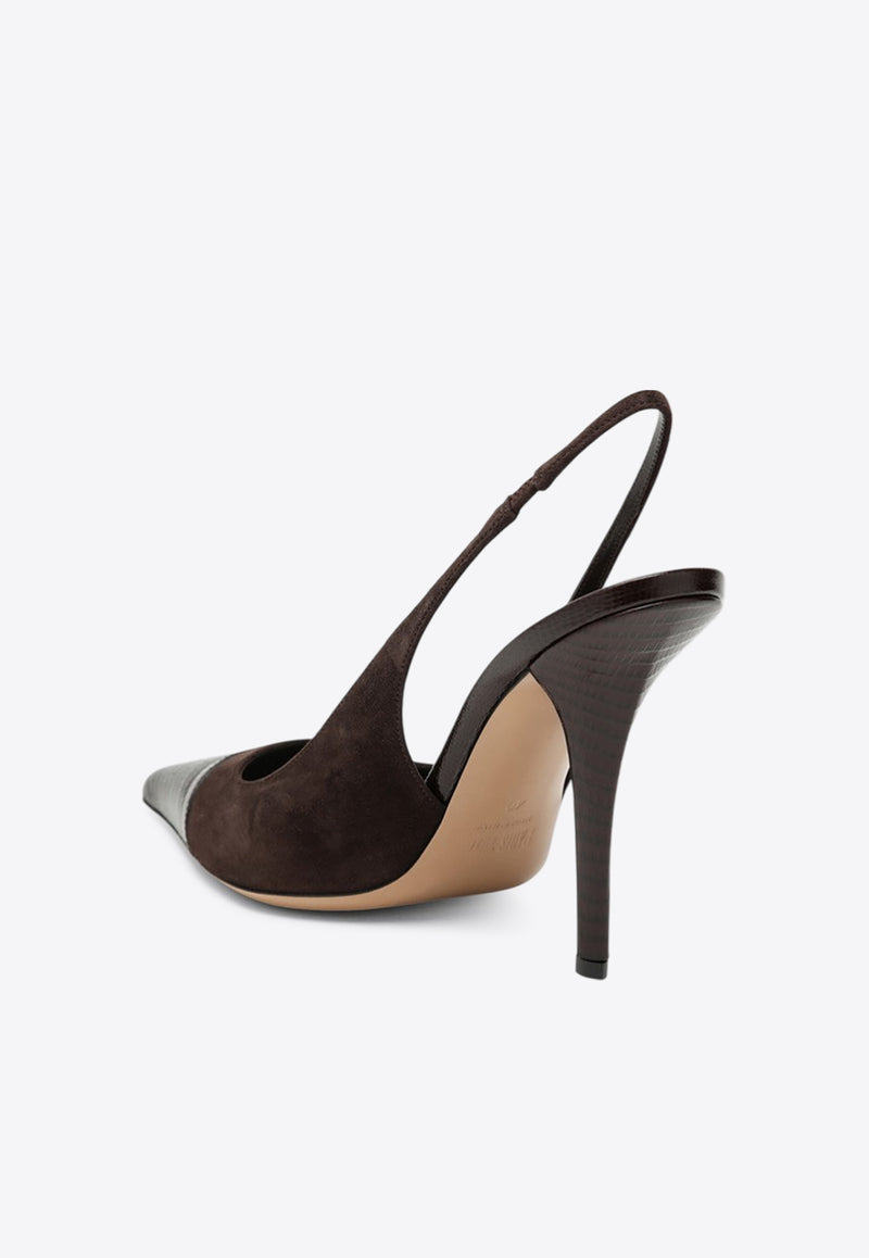 Paris Texas Lidia 100 Suede and Leather Slingback Pumps Brown PX1432XLISA/R_PATEX-ME