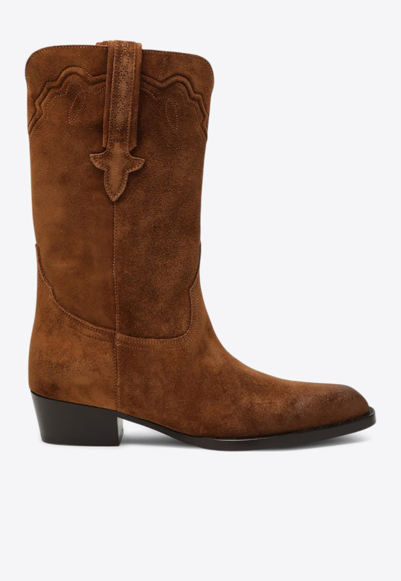 Paris Texas Hilda Suede Cowboy Boots Cognac PX1452XWACS/R_PATEX-CO