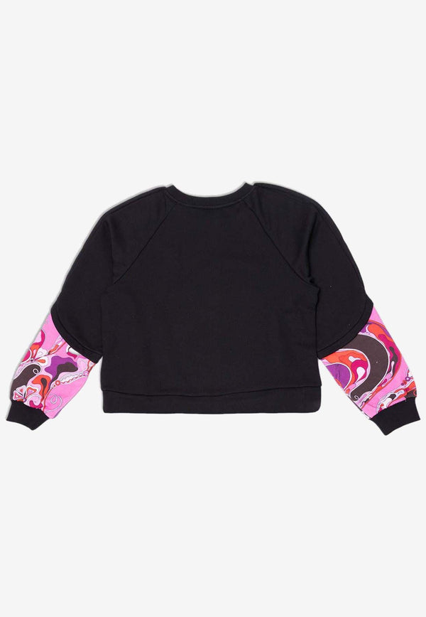 Emilio Pucci Junior Girls Printed Sleeves Sweatshirt Black PX4A40-Z3183_BLACK