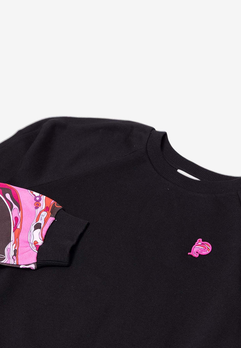 Emilio Pucci Junior Girls Printed Sleeves Sweatshirt Black PX4A40-Z3183_BLACK