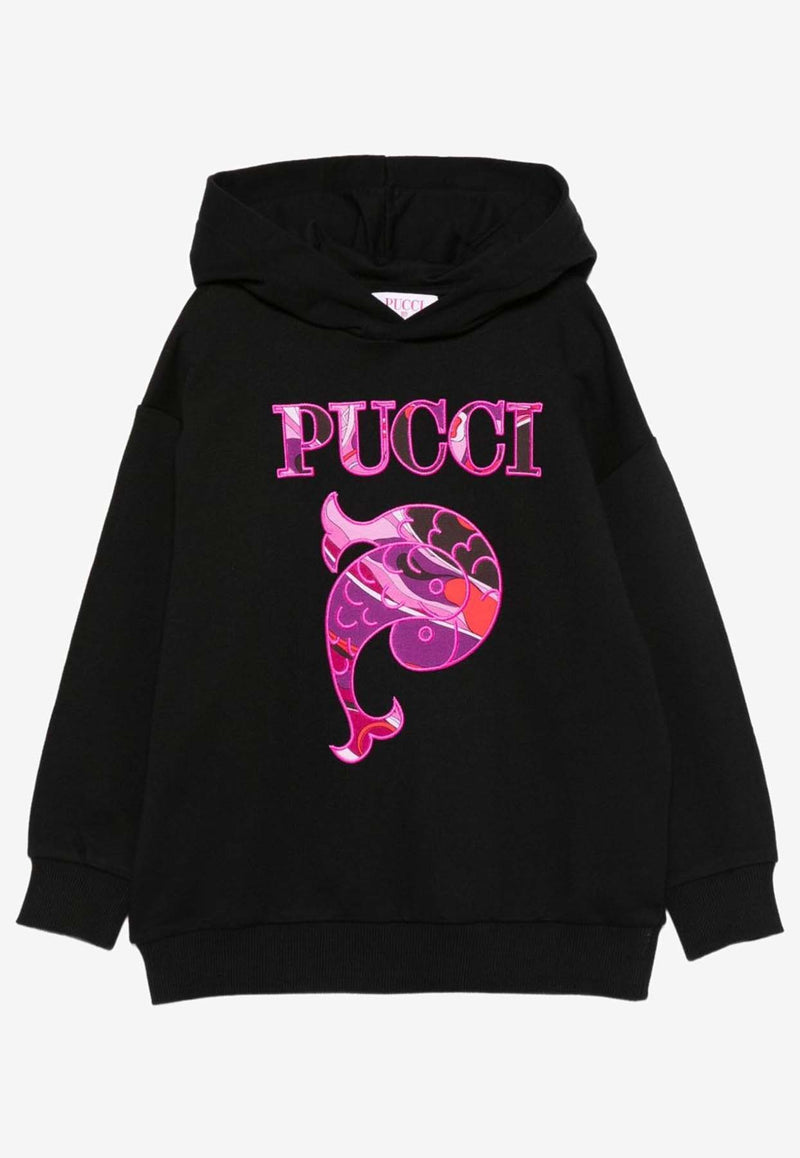 Emilio Pucci Junior Girls Printed Logo Hooded Sweatshirt Black PX4A50-Z3183_BLACK