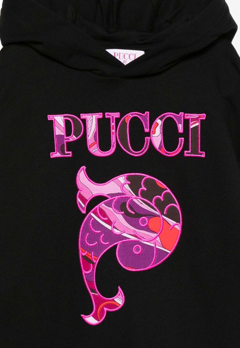 Emilio Pucci Junior Girls Printed Logo Hooded Sweatshirt Black PX4A50-Z3183_BLACK