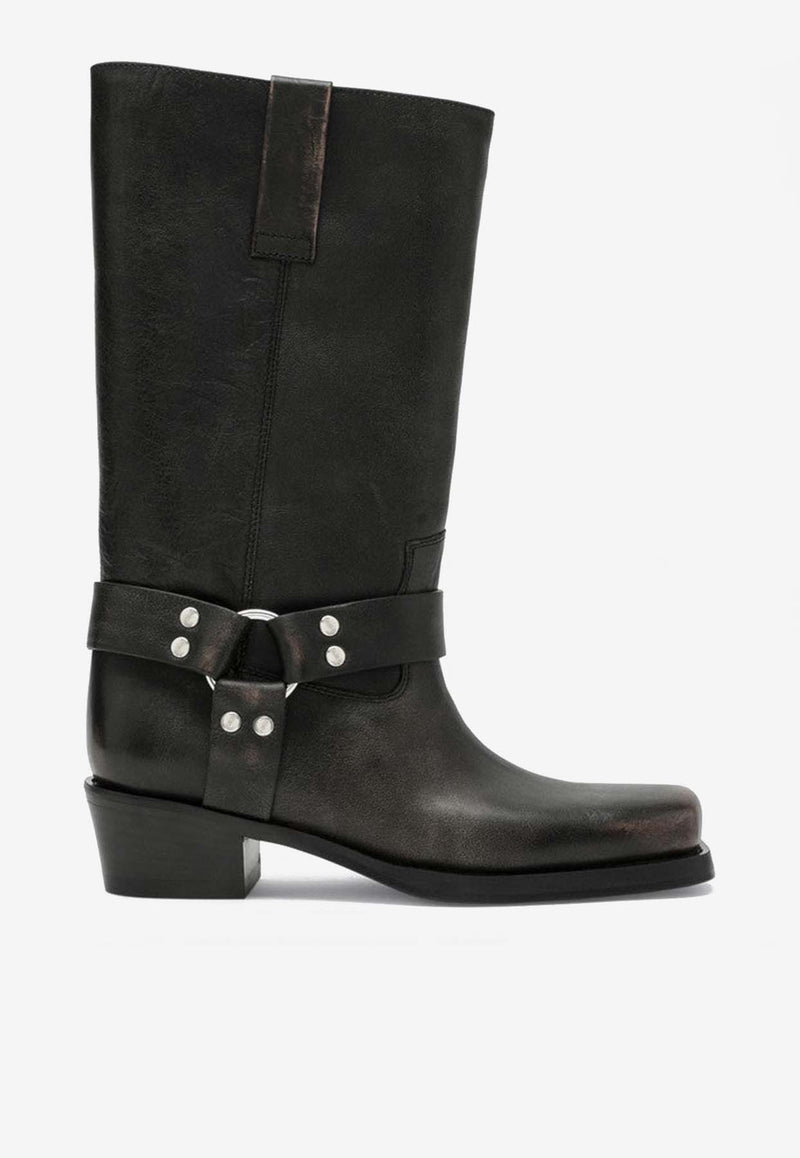 Paris Texas Roxy 50 Mid-Calf Leather Boots PX662XLTHB/P_PATEX-BLK